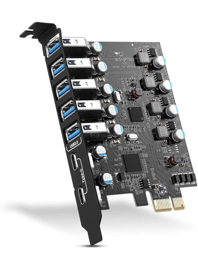 PCI-E to USB 3.0 Expansion Card with 7 Ports – 2 USB-C and 5 USB-A, Internal USB Hub for Desktop PC - Image 1